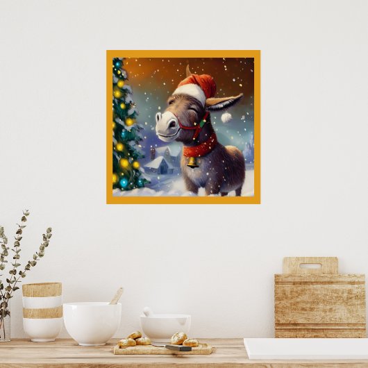 Kerst Ezel 1 Poster (Keuken)