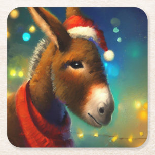 Kerst Ezel 3 Kartonnen Onderzetters
