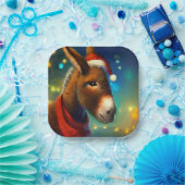 Kerst Ezel 3 Papieren Bordje (Feest)