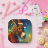 Kerst Ezel 3 Papieren Bordje (Feest)