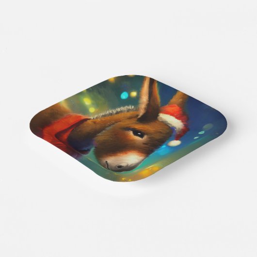 Kerst Ezel 3 Papieren Bordje (Gebogen)