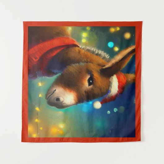 Kerst Ezel 3 Wandkleed (Voorkant (horizontaal))