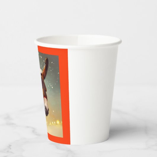 Kerst Ezel 4 Papieren Bekers (Links)