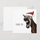 Kerst-ezel, bedankkaartjes met vlakke afdruk bedankkaart (Voorkant / Achterkant)