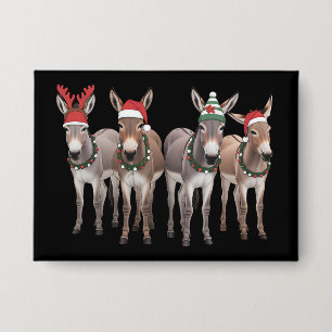 Kerst-ezel liefhebber cadeau boerderij Kerstmis Button