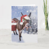 Kerst-ezel met grappige rode hoed kaart (Voorkant)