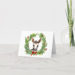 Kerst-ezel met kerstkrans LEEG  Feestdagen Kaart