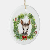 Kerst Ezel met vakantie krans Keramisch Ornament (Rechts)