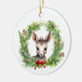 Kerst Ezel met vakantie krans Keramisch Ornament (Links)