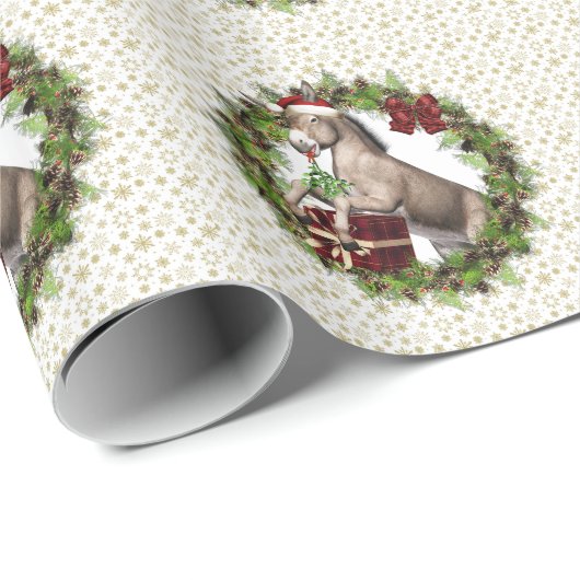 Kerst Ezel Santa krans inpakpapier (Rol Hoek)