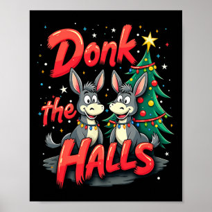 Kerst ezels verstrikt in kerstverlichting Donk Poster
