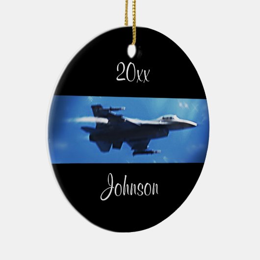  kerst F16 Falcon Fighter Jet Keramisch Ornament (Rechts)