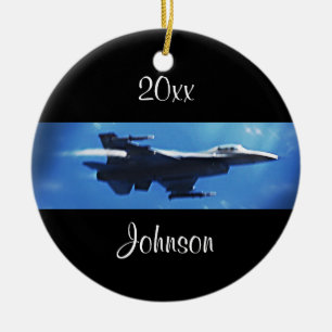 kerst F16 Falcon Fighter Jet Keramisch Ornament