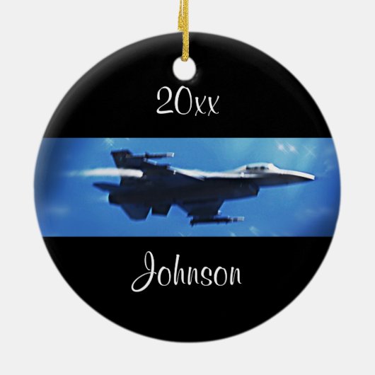  kerst F16 Falcon Fighter Jet Keramisch Ornament (Achterkant)