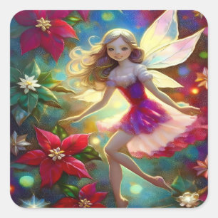Kerst Fairy Collectie - Ash Blond Haar Vierkante Sticker