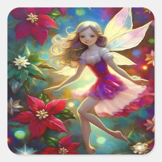 Kerst Fairy Collectie - Ash Blond Haar Vierkante Sticker (Voorkant)