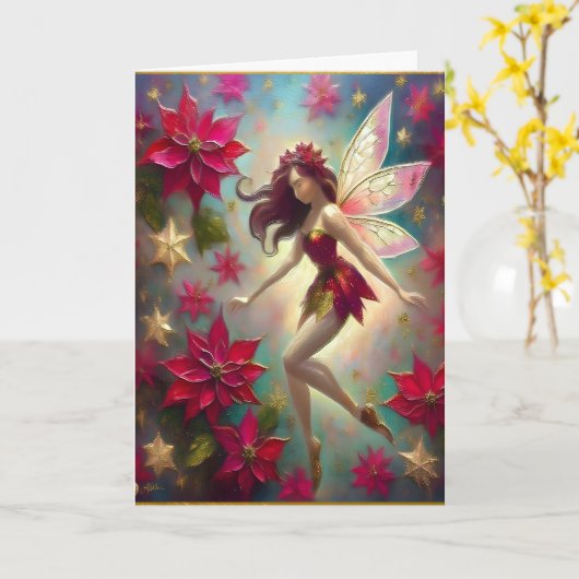 Kerst Fairy Collectie - Auburn Hair Kaart (Gele Bloem)