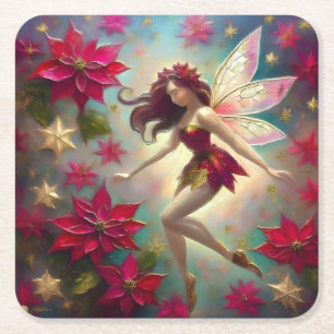 Kerst Fairy Collectie - Auburn Hair Kartonnen Onderzetters