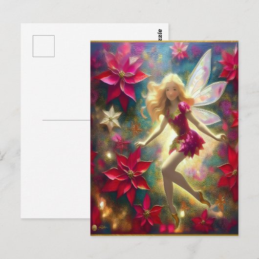 Kerst Fairy Collectie - Bord Goud Blond Haar Briefkaart (Voorkant / Achterkant)