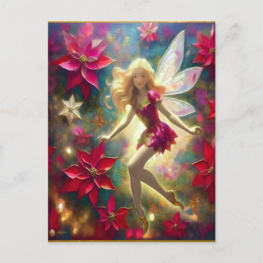 Kerst Fairy Collectie - Bord Goud Blond Haar Briefkaart (Voorkant)