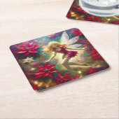 Kerst Fairy Collectie - Bord Goud Blond Haar Kartonnen Onderzetters (Schuin)