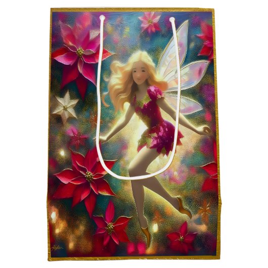 Kerst Fairy Collectie - Bord Goud Blond Haar Medium Cadeauzakje (Achterkant)
