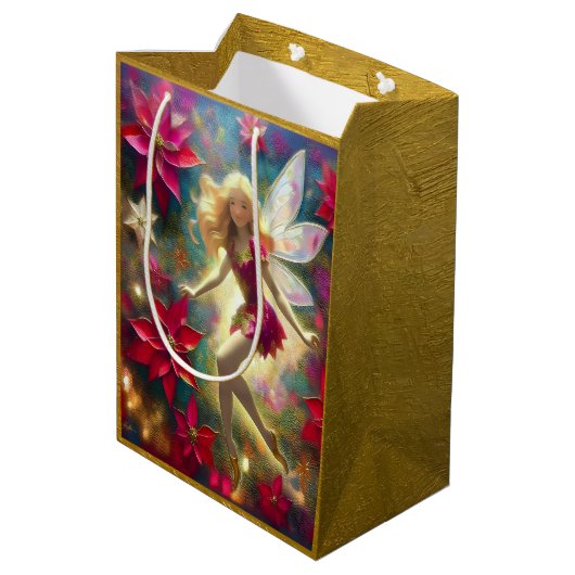 Kerst Fairy Collectie - Bord Goud Blond Haar Medium Cadeauzakje (Achterkant Gekanteld)