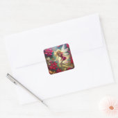 Kerst Fairy Collectie - Bord Goud Blond Haar Vierkante Sticker (Envelop)