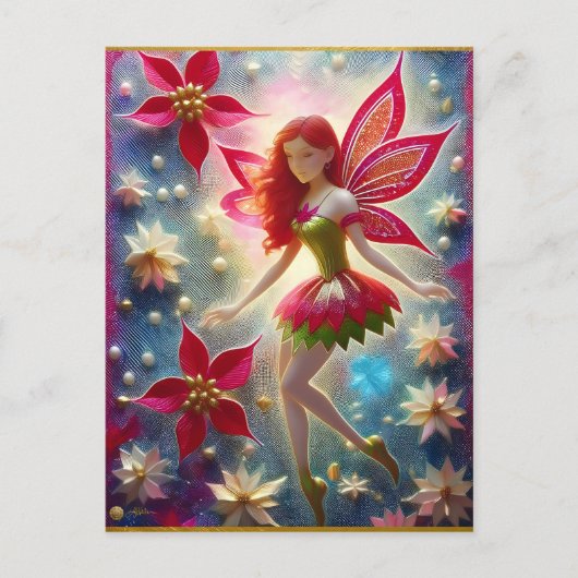 Kerst Fairy Collectie - Rood haar Briefkaart (Voorkant)