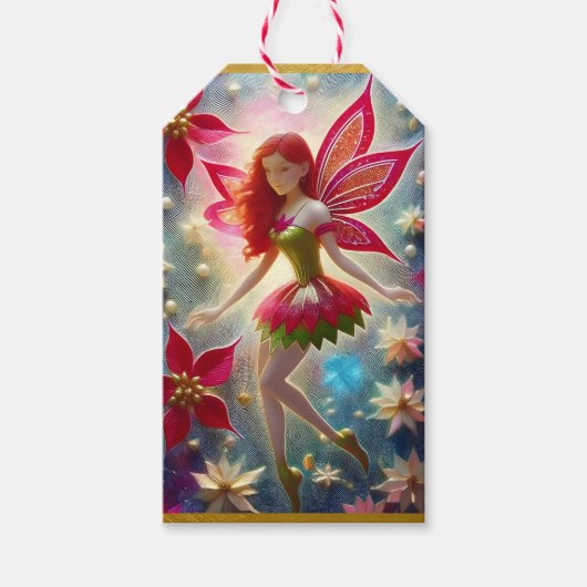 Kerst Fairy Collectie - Rood haar Cadeaulabel (Voorkant)