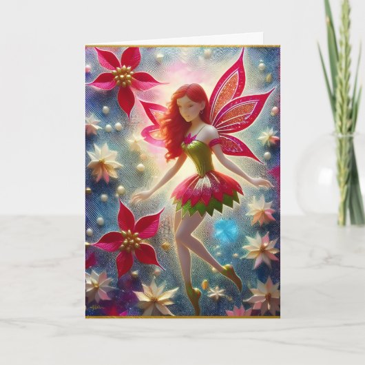 Kerst Fairy Collectie - Rood haar Kaart (Voorkant)