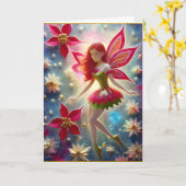 Kerst Fairy Collectie - Rood haar Kaart (Gele Bloem)