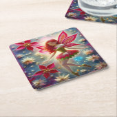 Kerst Fairy Collectie - Rood haar Kartonnen Onderzetters (Schuin)