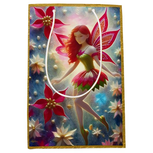 Kerst Fairy Collectie - Rood haar Medium Cadeauzakje (Voorkant)