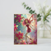Kerst Fairy Collectie - Roos Rood Haar Briefkaart (Staand voorkant)