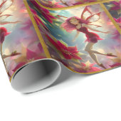 Kerst Fairy Collectie - Roos Rood Haar Cadeaupapier (Rol Hoek)