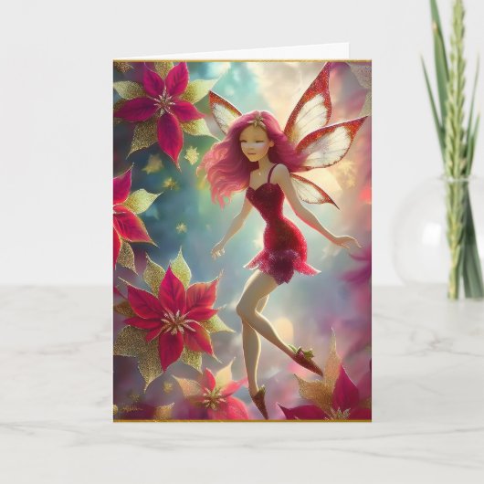Kerst Fairy Collectie - Roos Rood Haar Kaart (Voorkant)