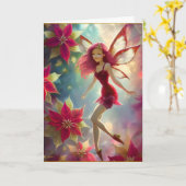 Kerst Fairy Collectie - Roos Rood Haar Kaart (Gele Bloem)