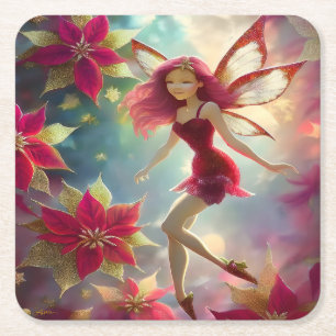 Kerst Fairy Collectie - Roos Rood Haar Kartonnen Onderzetters