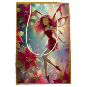 Kerst Fairy Collectie - Roos Rood Haar Medium Cadeauzakje