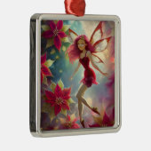 Kerst Fairy Collectie - Roos Rood Haar Metalen Ornament (Rechts)
