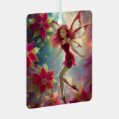 Kerst Fairy Collectie - Roos Rood Haar Metalen Ornament (Voorkant Rechts)