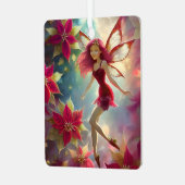 Kerst Fairy Collectie - Roos Rood Haar Metalen Ornament (Voorkant links)