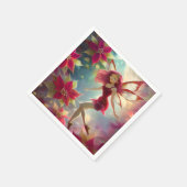 Kerst Fairy Collectie - Roos Rood Haar Servet (Hoek)