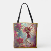 Kerst Fairy Collectie - Roos Rood Haar Tote Bag (Achterkant)