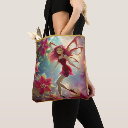 Kerst Fairy Collectie - Roos Rood Haar Tote Bag (Dichtbij)