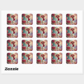 Kerst Fairy Collectie - Roos Rood Haar Vierkante Sticker (Vel)