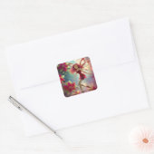 Kerst Fairy Collectie - Roos Rood Haar Vierkante Sticker (Envelop)