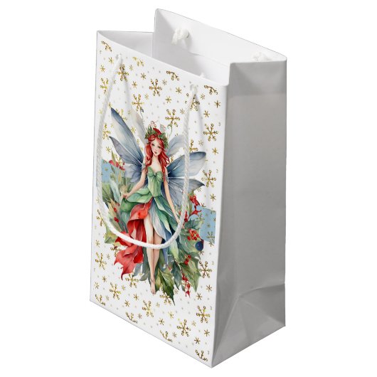Kerst Fairy Kerstmis Gift Bag Klein Cadeauzakje (Achterkant Gekanteld)