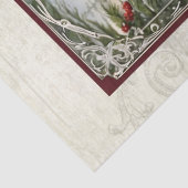 Kerst Fairy Pine Forest Holly Snow Rustic Wood Tissuepapier (Detail)